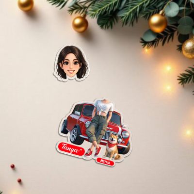 Personalized Girl with Dog  Booblehead Caricature for Girls Battery Powered Moving Head Feature Birthday Gift for Daughter, Sister, Mom & Lady Boss Tabletop Decor